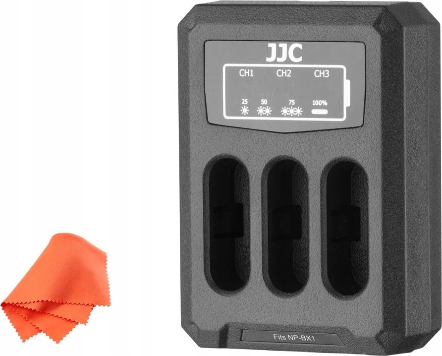 Karikues dual USB për kamera JJC DCH NPBX1T, për bateri Sony NP BX1, i zi