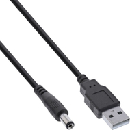 Кабел за напојување InLine USB A во DC 5.5x2.5mm, 5V, 15W, црн