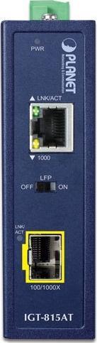 Konvertues industrial media Planet IP30, 100/1000BASE X SFP, 10/100/1000BASE T, gri