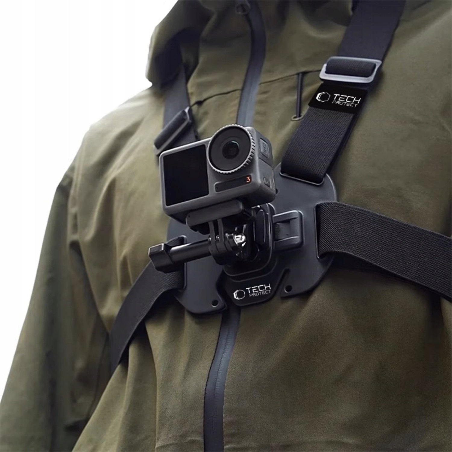 Mbajtëse gjoksi Tech-Protect GA100, për GoPro dhe DJI, e zezë