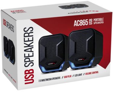 Altoparlantë kompjuteri Audiocore AC865B, USB, 3.5mm, të zinj