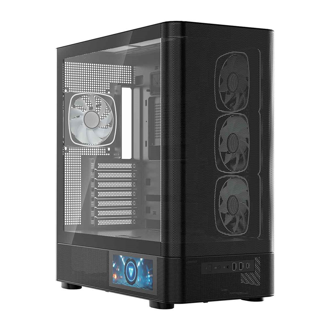 Kuti gaming MODECOM Volcano AQ400 ARGB, MIDI Tower, 4 ventilatorë ARGB, e zezë