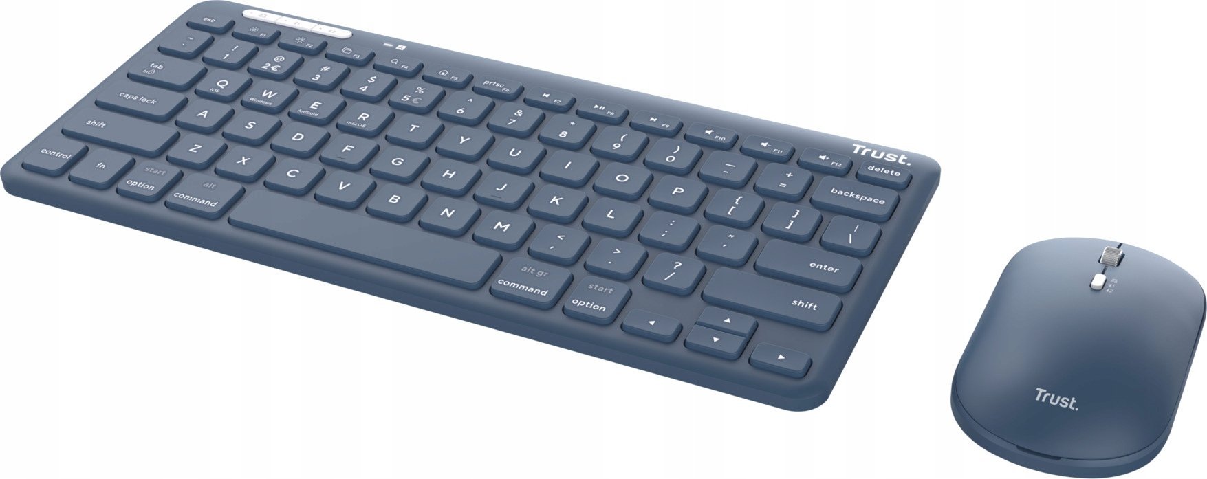 Set tastierë dhe maus Trust Lyra Multi Device, Bluetooth dhe 2.4GHz, QWERTY US, blu