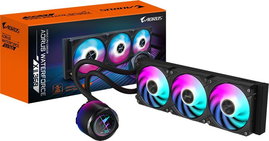 Ftohës uji për procesor Gigabyte Aorus WaterForce X II 360, 360mm, ekran LCD, ARGB