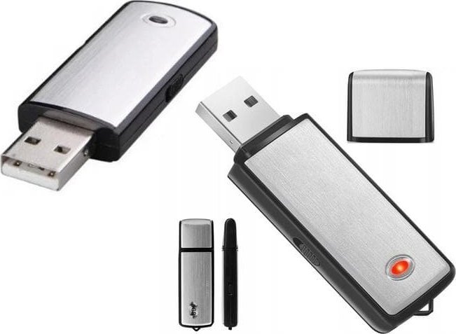 Regjistrues zëri mini USB, pendrive, memorie e integruar, i zi