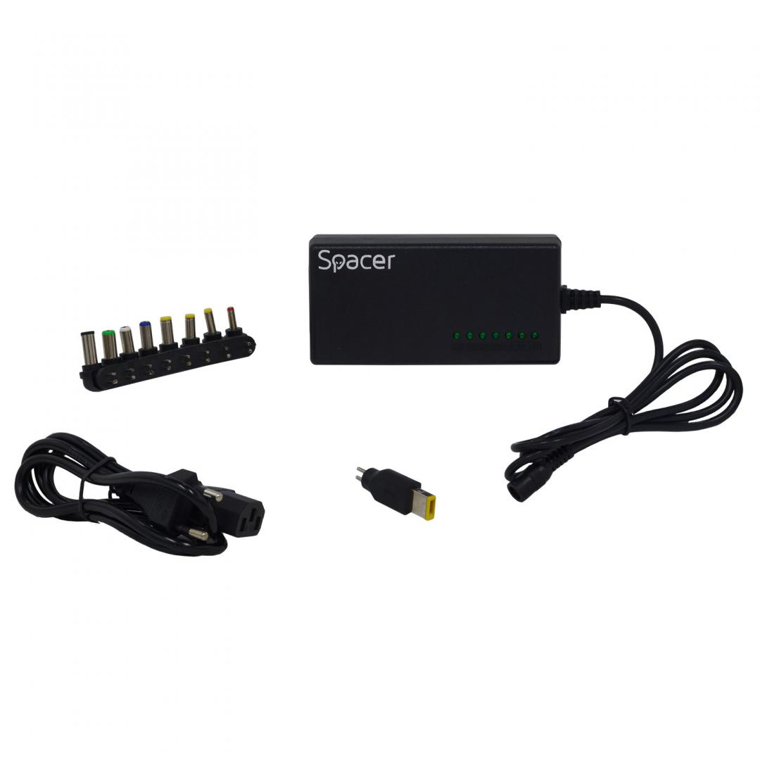 Karikues universal për laptop Spacer SPAL-LAP-UNIV, 96W, 9 konektorë, i zi