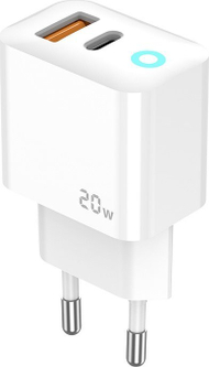 Karikues muri JELLICO EU11, 20W PD QC3.0, 1xUSB C 1xUSB, kabllo USB C Lightning, i bardhë
