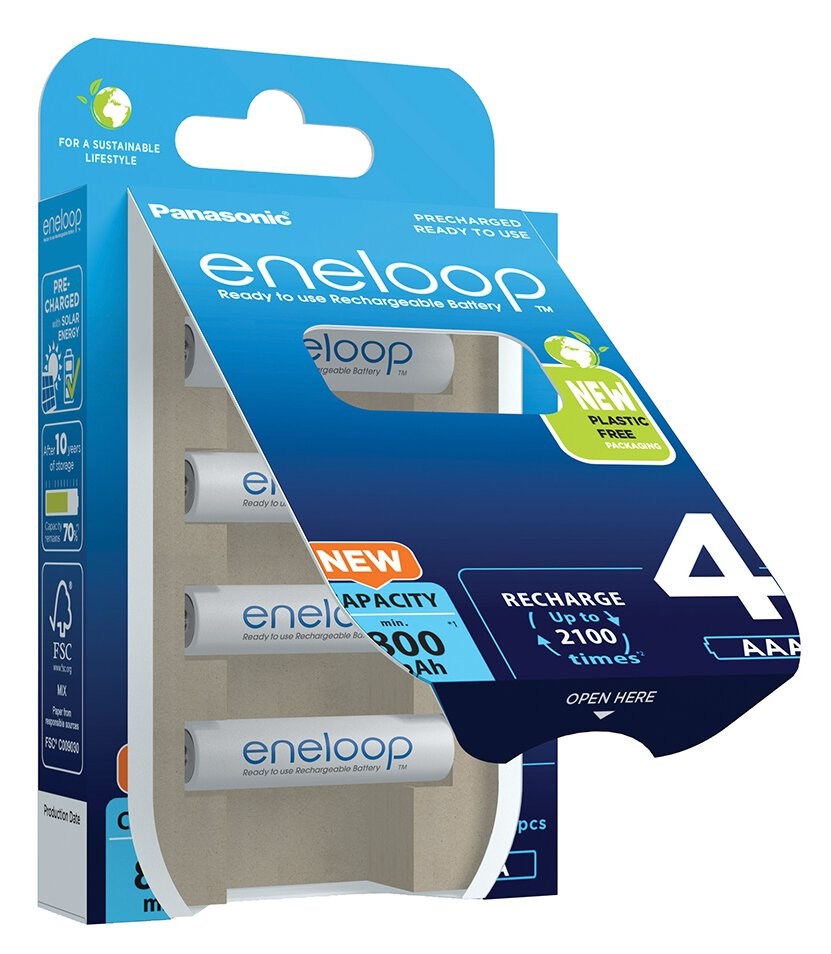 Bateri rikarikuese Panasonic Eneloop AAA, 800mAh, set 4 copë