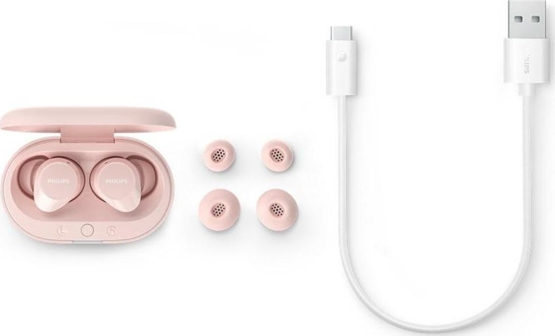 Kufje True Wireless Philips TAT1209, me etui karikimi, rozë