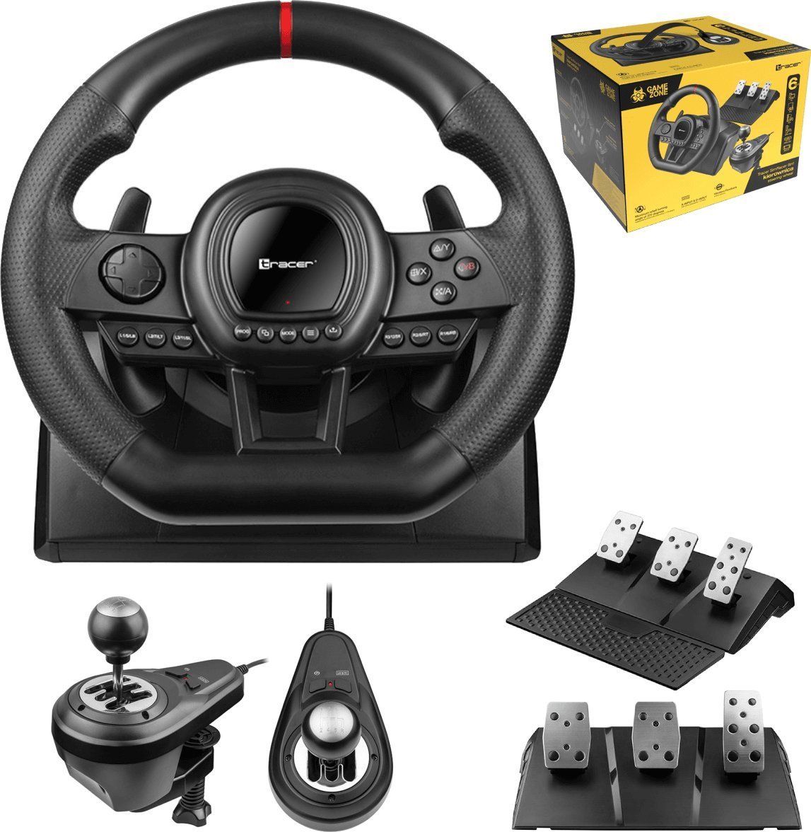 [OUTLET] Timon lojërash Tracer Simracer, me marsha manualë, 6 në 1, i zi