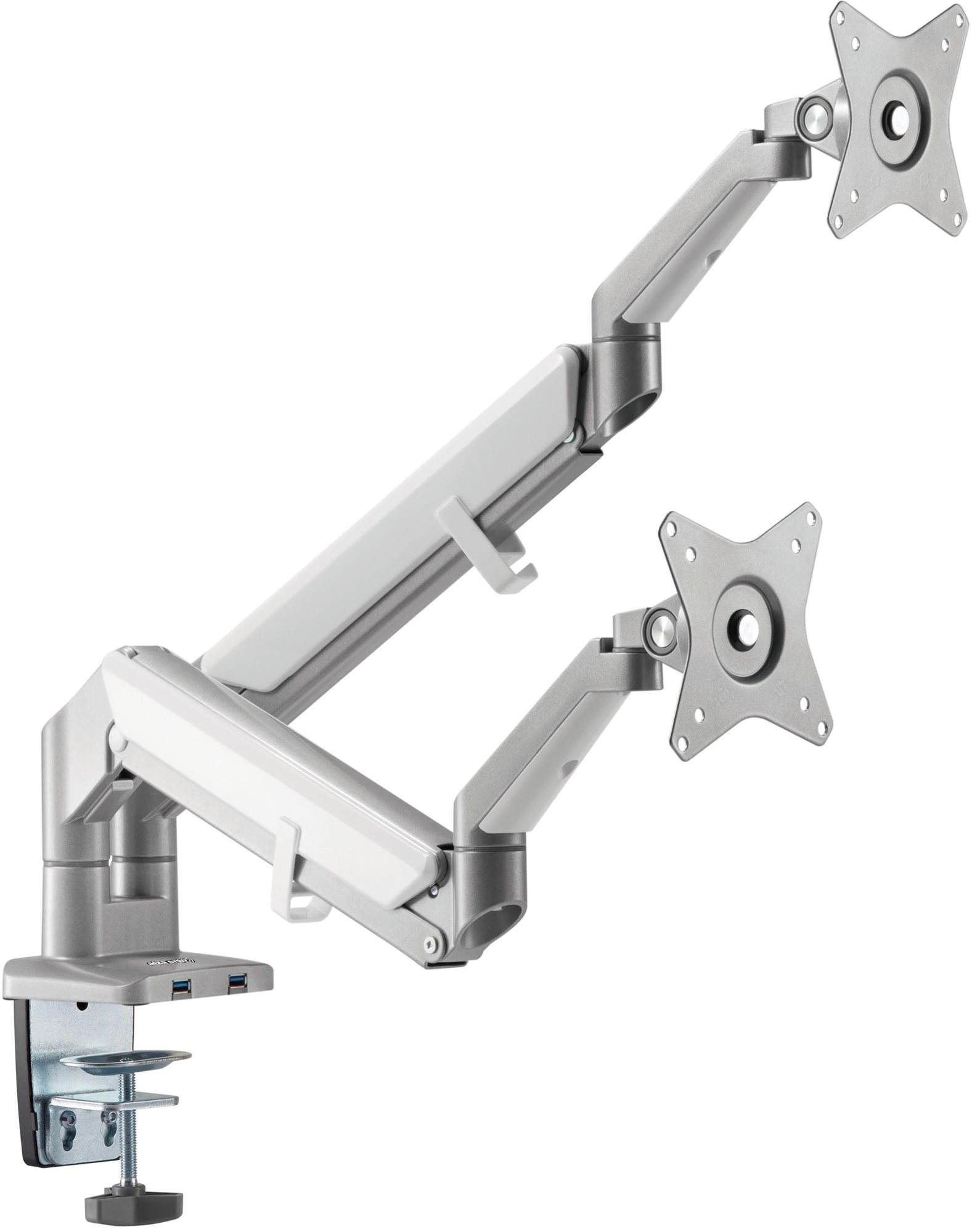 Krah monitori AlzaErgo Arm D225S, për 2 monitorë 17-32", USB 3.2, i zi