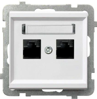 Prizë elektrike Ospel Sonata GPK-2R/K/m/00, 2xRJ45, e bardhë