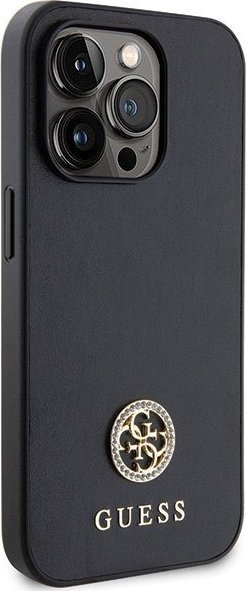 Futrollë për telefon Guess GUHCP13LPS4DGPK, për iPhone 13 Pro 6.1", hardcase me logo metalike, e zezë