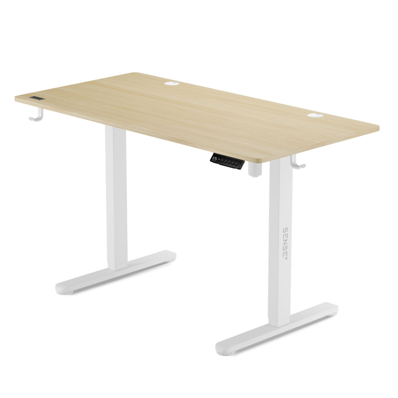 Tavolinë elektrike SENSE7 Nojo, 120cm x 60cm, e bardhë/ druri e hapur