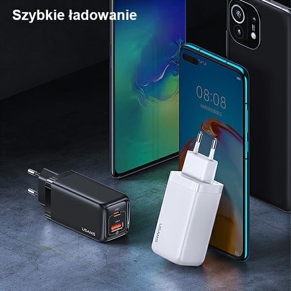 Karikues muri Usams T47 CC153TC02, 65W, 1x USB C 1x USB A, i bardhë