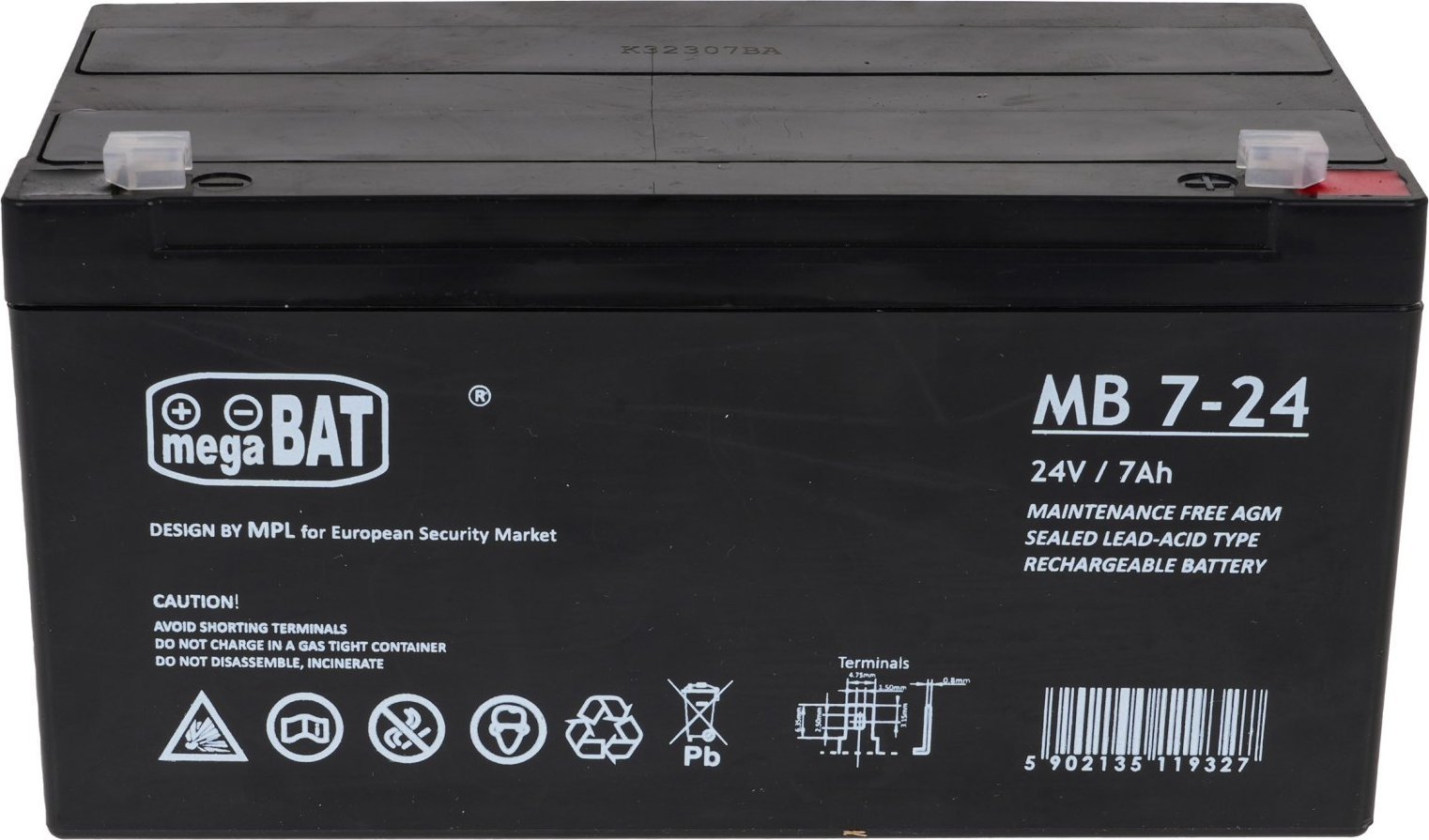 Bateri MEGABAT VRLA MB 7-24, 12V, 7Ah, gri