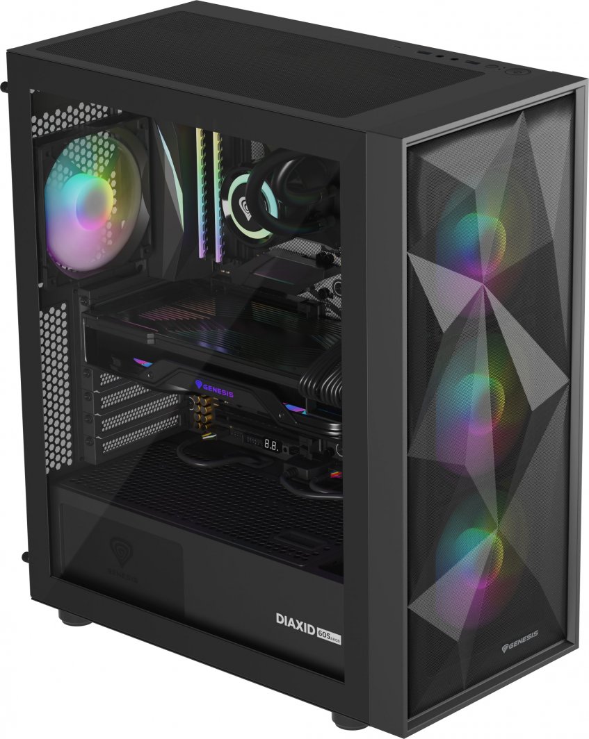 Kasë Genesis Diaxid 605 ARGB, e zezë, Midi Tower