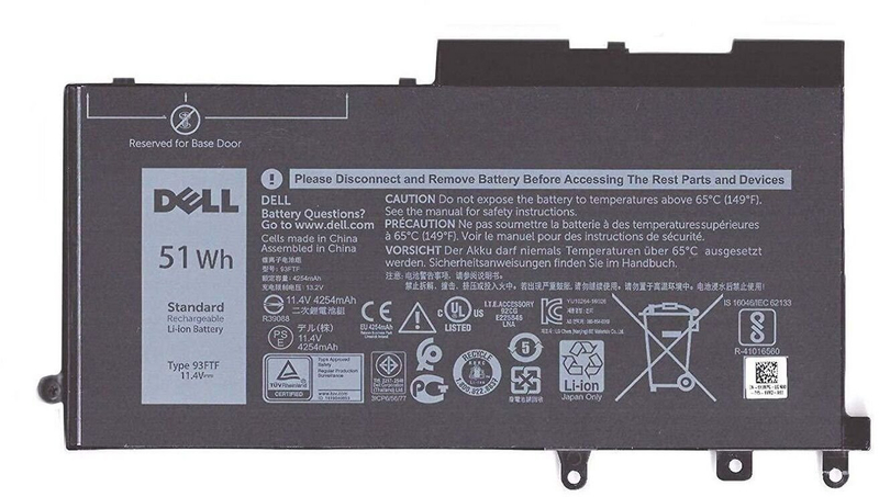 Bateri laptopi Dell Type 93TFF, 51Wh, 3 Cell, e zezë