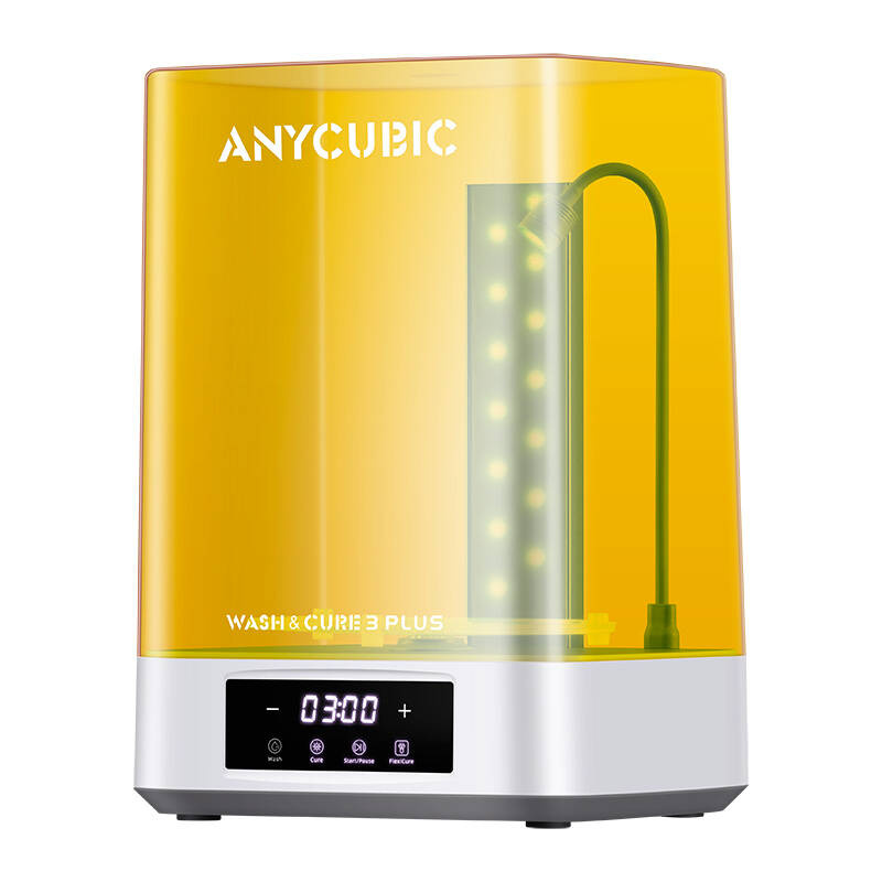 Pajisje larje dhe kurimi Anycubic Wash & Cure 3 Plus, për printer 3D me rrëshirë, panel digjital, e verdhë