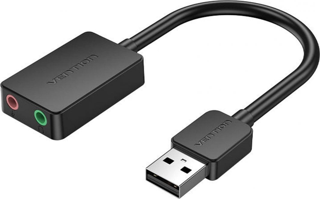 Звучна картичка Vention CDYB0, USB 2.0, влез за микрофон и излез за аудио, црна