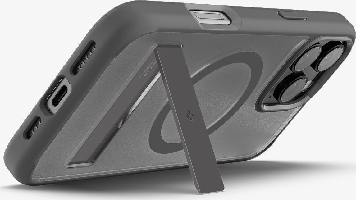 Mbrojtëse telefoni Spigen Ultra Hybrid S MagSafe, për iPhone 16 Pro Max, me stand, gri Frost
