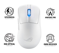 Maus ASUS ROG Keris II Ace - USB, BT, 2.4GHz, i bardhë