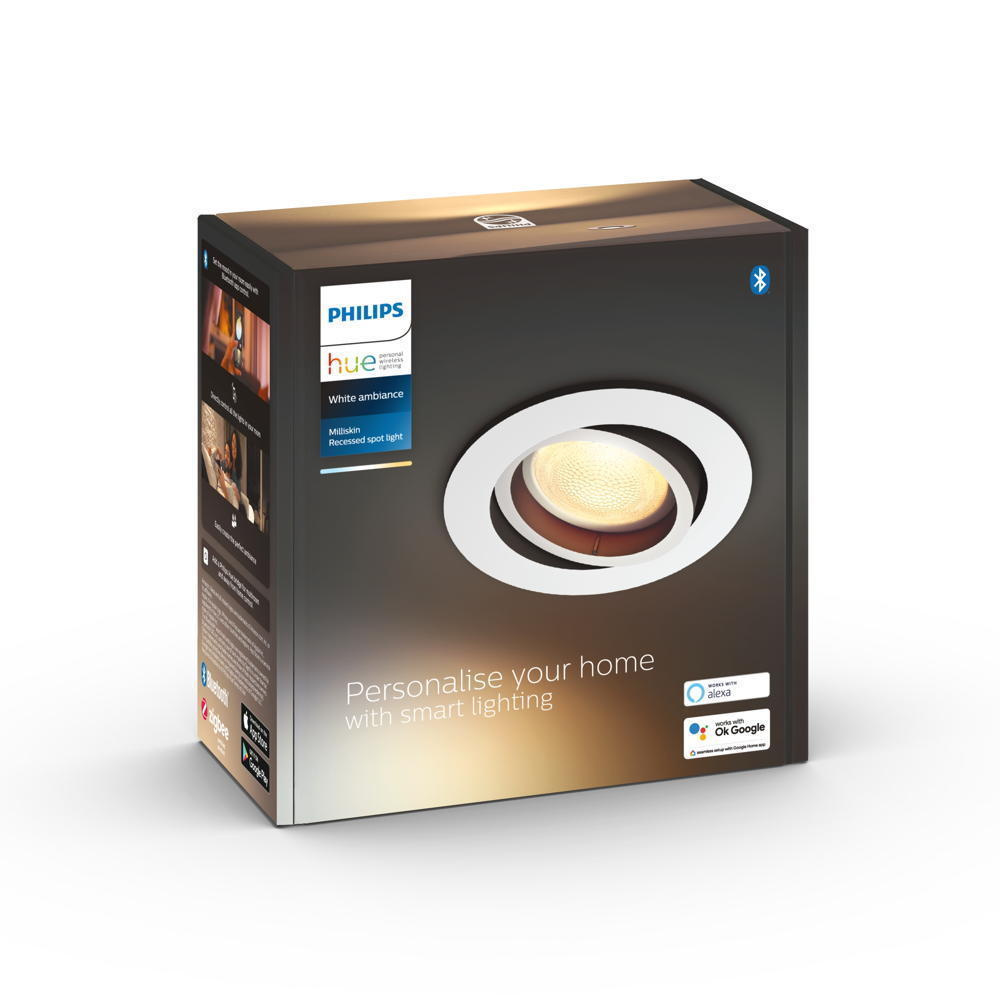 Spot tavani Philips Hue Milliskin White Ambiance, LED, Bluetooth, i bardhë