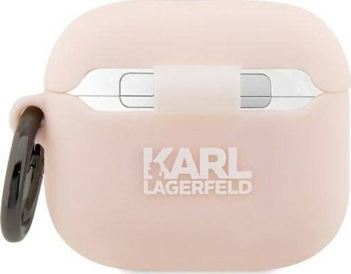 Kësë Karl Lagerfeld KLA3RUNCHP për Apple AirPods 3, silikon, koleksioni Choupette Head 3D, rozë
