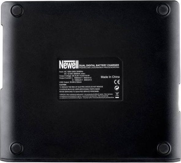 Karikues dykanalësh për kamera Newell DC-LCD, për bateri DMW-BLF19E, me ekran LCD, i zi