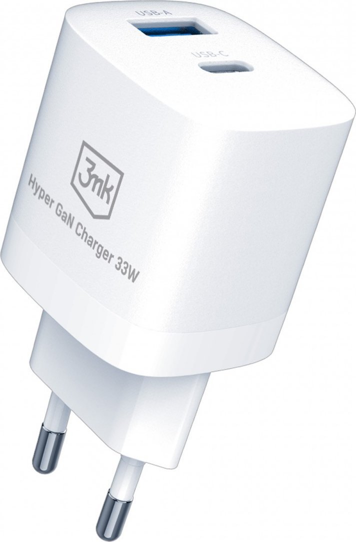 Karikues 3mk Hyper Charger 33W, 1x USB A, 1x USB C, i bardhë