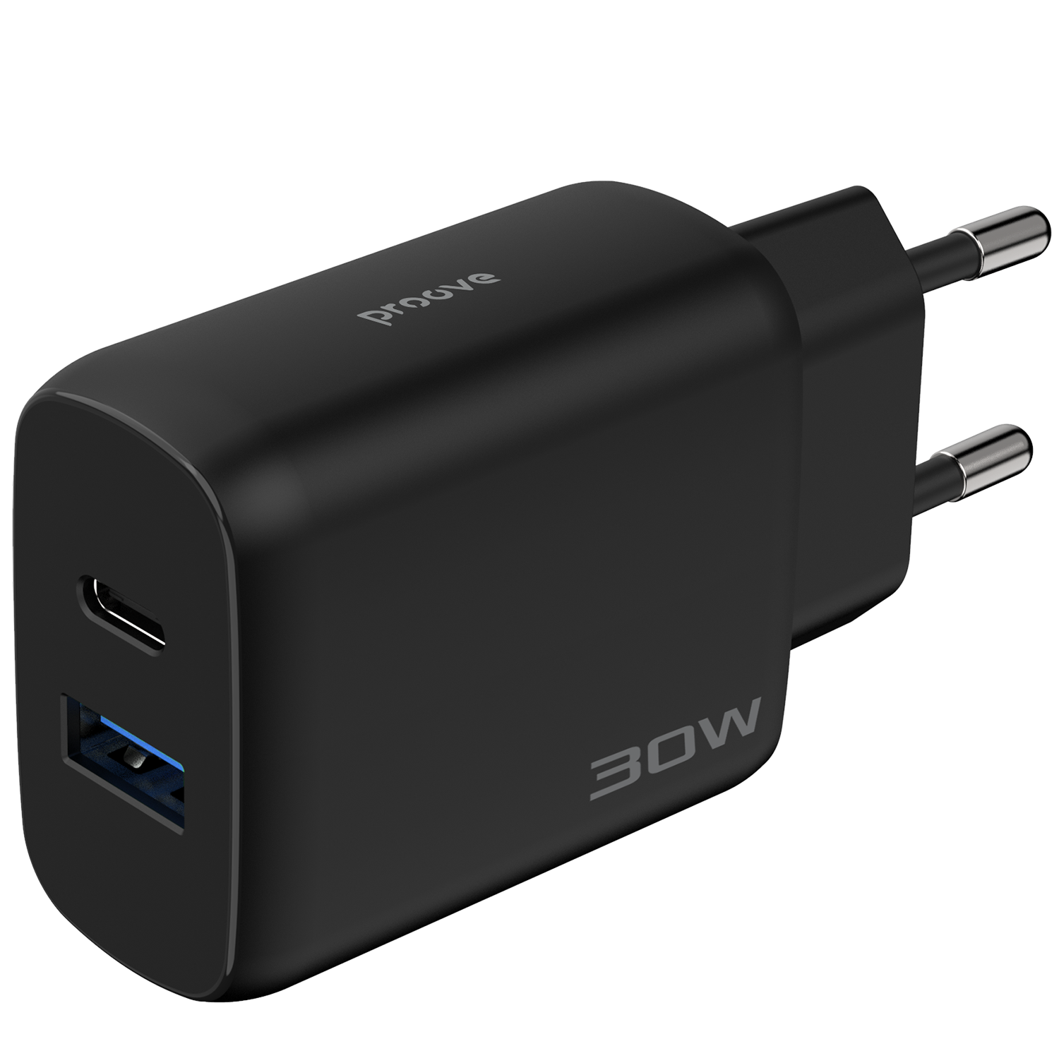 Karikues muri Proove Silicone Power 2, 30W, Type-C + USB, me kabllo Type-C në Type-C, i zi
