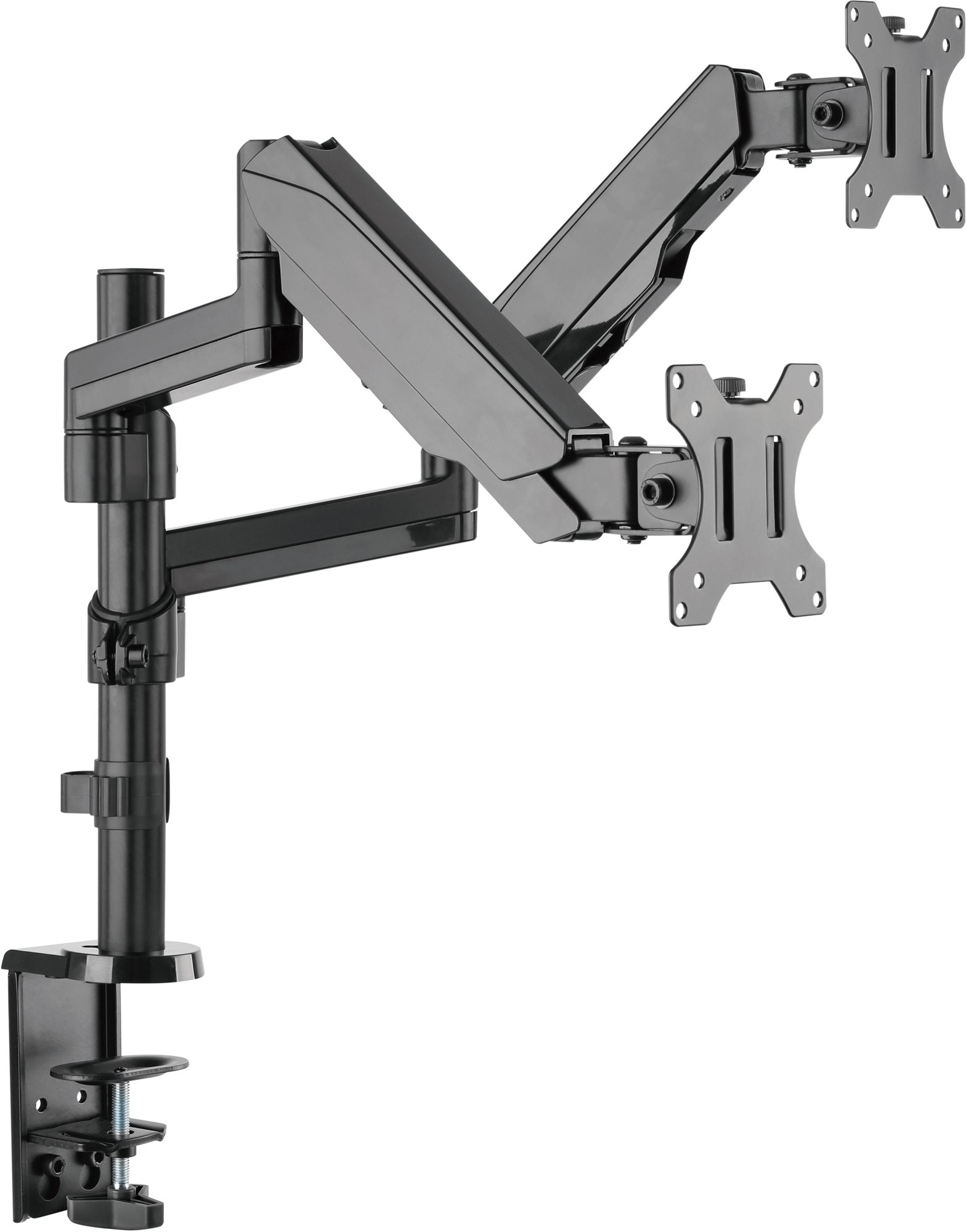 Krah monitori AlzaErgo Arm D10B Tube, për 2 monitorë deri 32", i zi