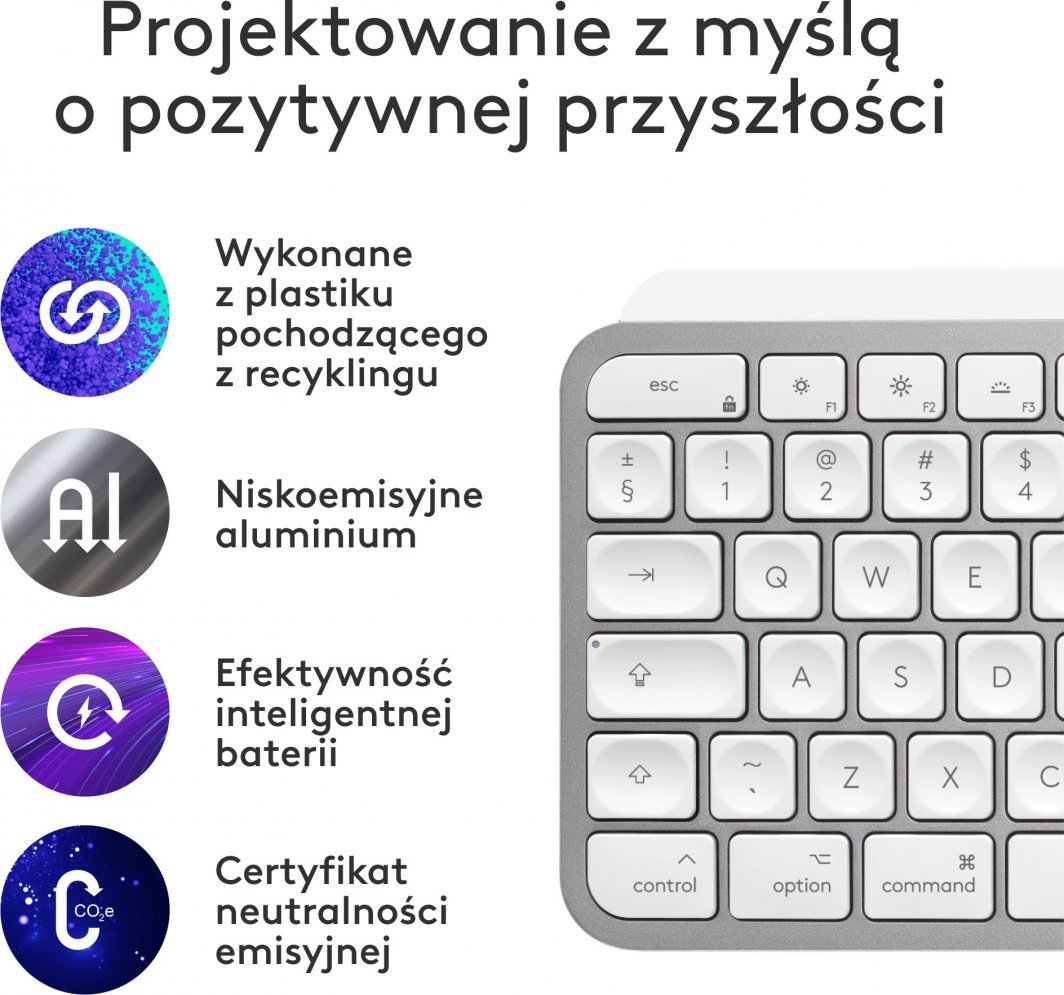 Tastierë Logitech MX, wireless, US INTL, e bardhë dhe e hirtë