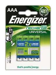 Bateri rikarikueshme AAA Energizer Universal, 500mAh, set 4 copë