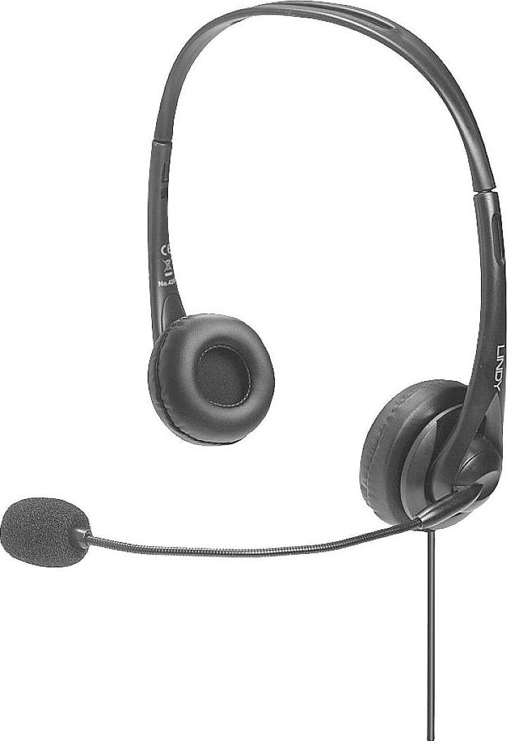 Kufje me mikrofon Lindy 42870, USB Type A, stereo, të zeza