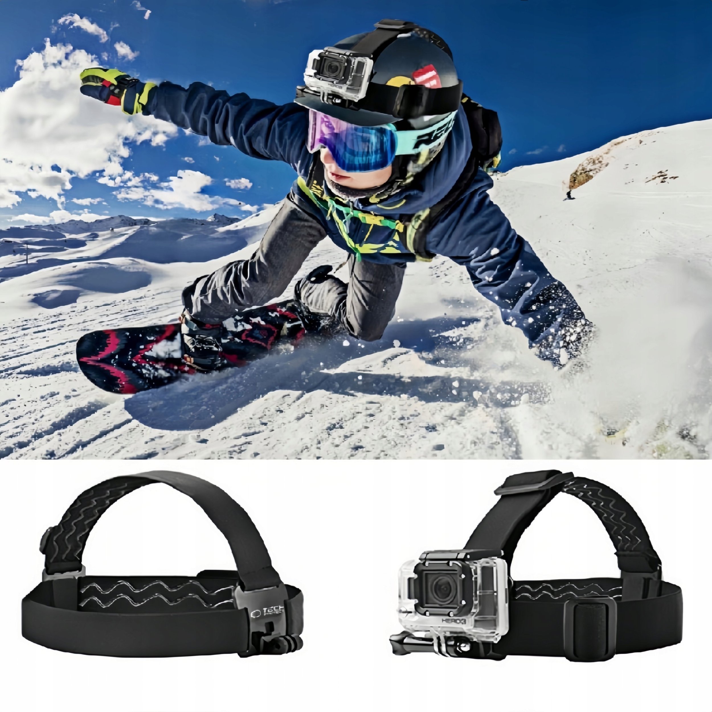 Mbajtëse koke për kamerë Tech-Protect GA100, për GoPro dhe DJI, e zezë