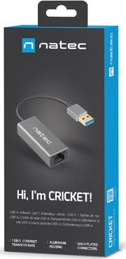 Kartë rrjeti Natec Cricket NNC-1924, USB 3.1, RJ45 Gigabit, gri