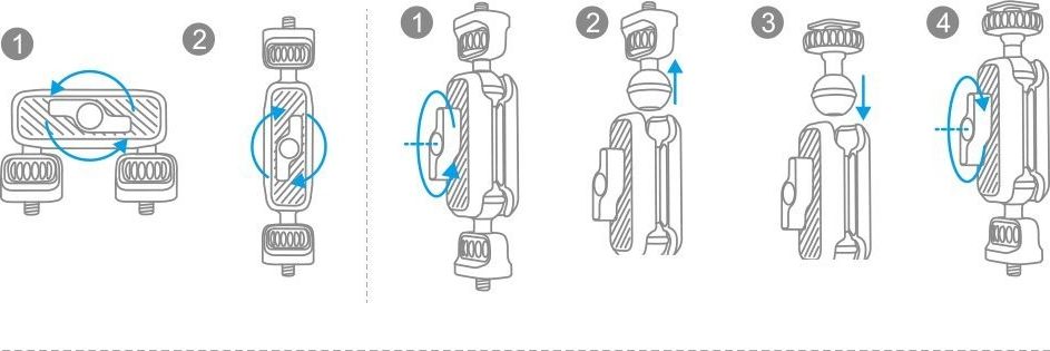 Krah montimi për kamerë PGYTECH Magic Arm, vidë 1/4", rrotullim 360°, gri