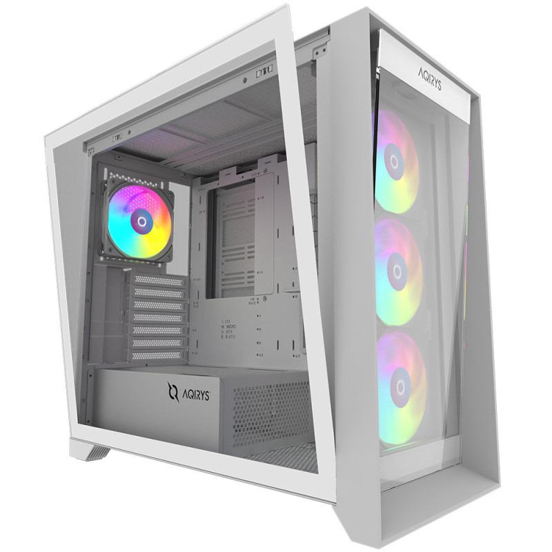 Kasa kompjuteri AQIRYS XO-1WH, mid tower, ARGB, xham i temperuar, e bardhë