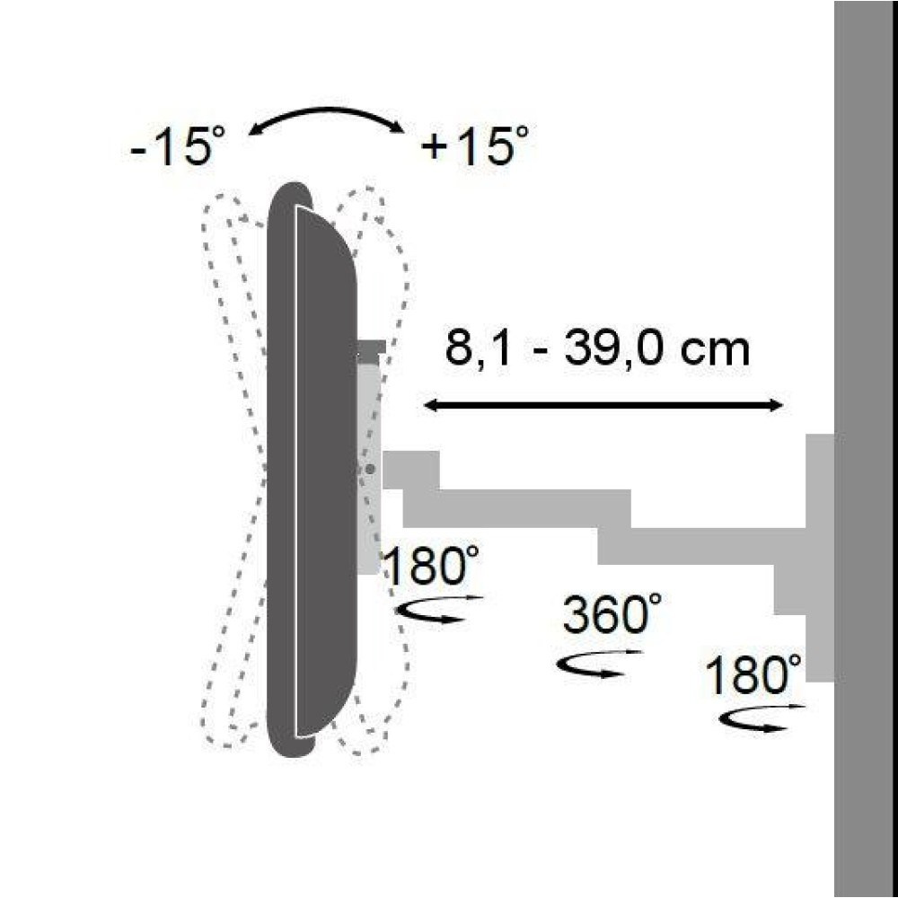 Ѕиден држач за монитор Текли, 13\"-30\", VESA 100x100, црн