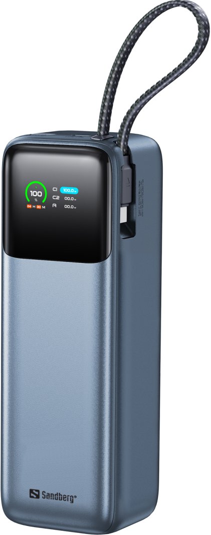 Powerbank Sandberg All-in1, 27000 mAh, 240W PD, USB-C, USB-A, i kaltër
