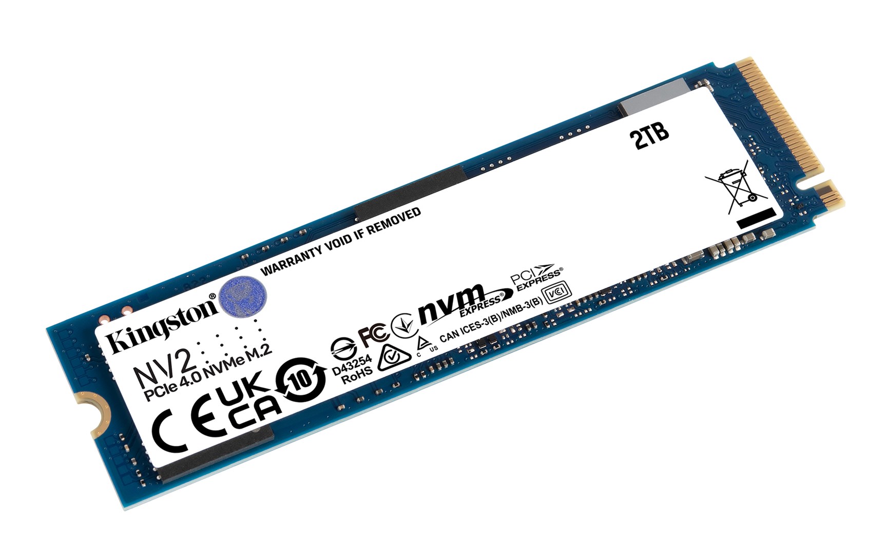 Disk SSD Kingston NV2, M.2, 2TB, PCIe 4.0, i bardhë