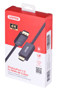 Kabllo Unitek DisplayPort në HDMI V1608A, 1.8m, 4K 60Hz, e zezë