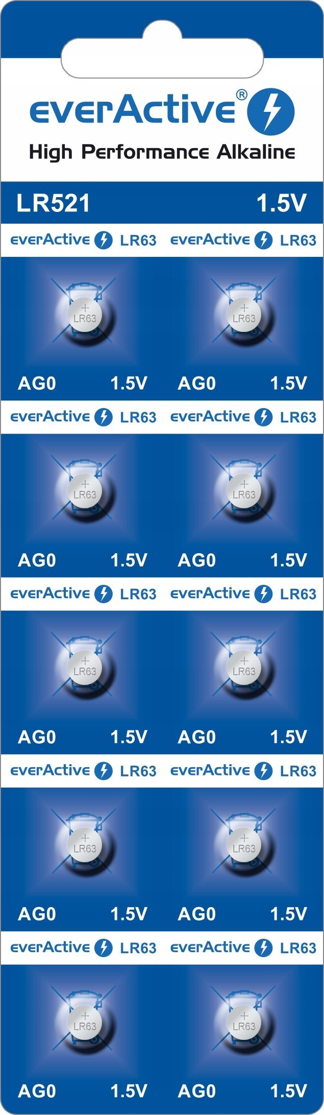 Bateri alkaline EverActive LR521 AG0 LR63, 1.5V, paketim 10 copë