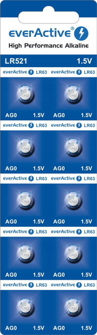 Bateri alkaline EverActive LR521 AG0 LR63, 1.5V, paketim 10 copë