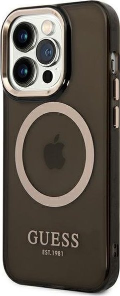 Mbulesë telefoni Guess Translucent MagSafe, për iPhone 14 Pro, TPU, e zezë