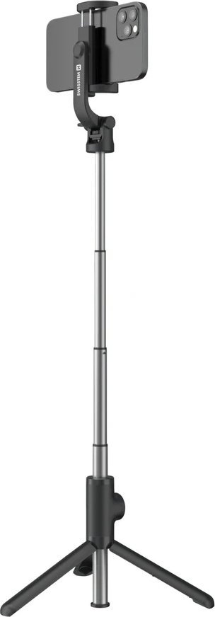 Selfie stick tripod Swissten Aluminium Tripod Pro, Bluetooth, telekomandë, i zi