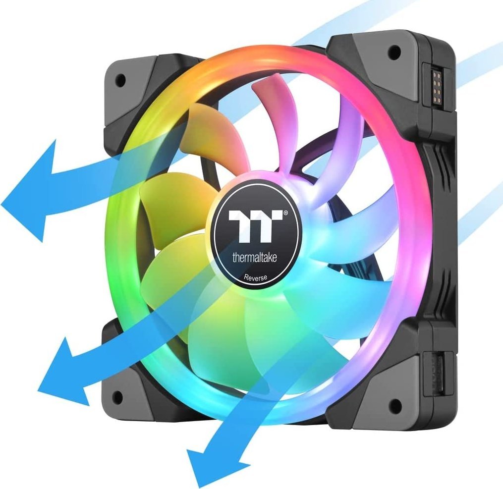 Ventilatorë PC Thermaltake SWAFAN 12 RGB, set 3 copë me hub, 120mm, të zinj