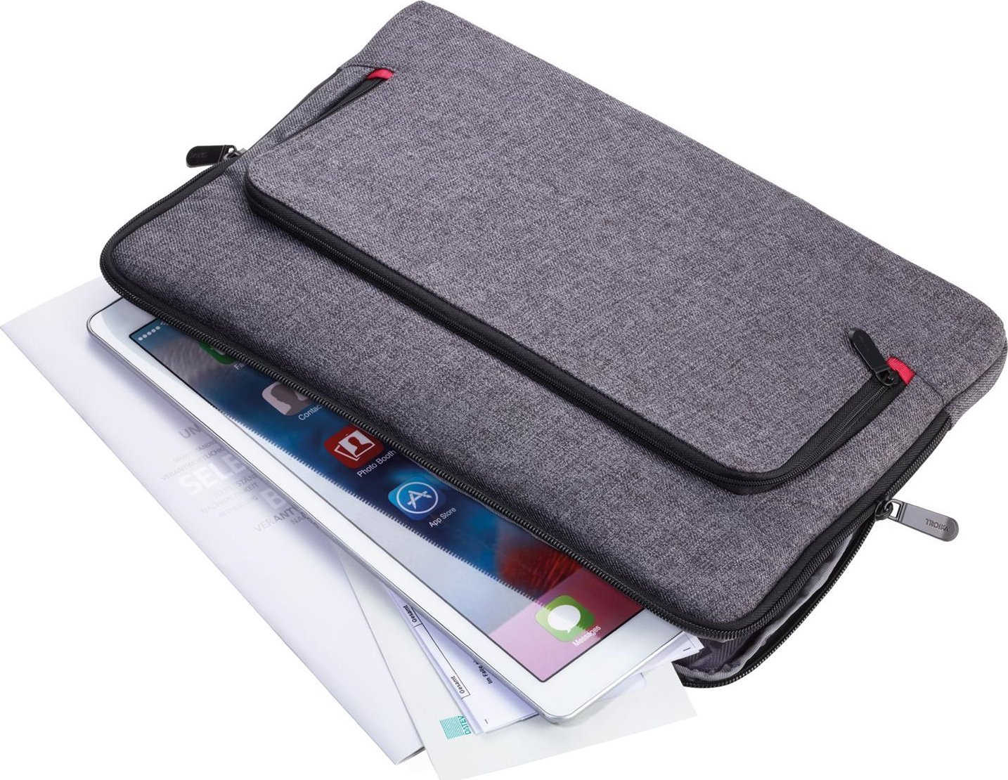 Çantë portfolio Troika Mon Carry, me zinxhir, gri