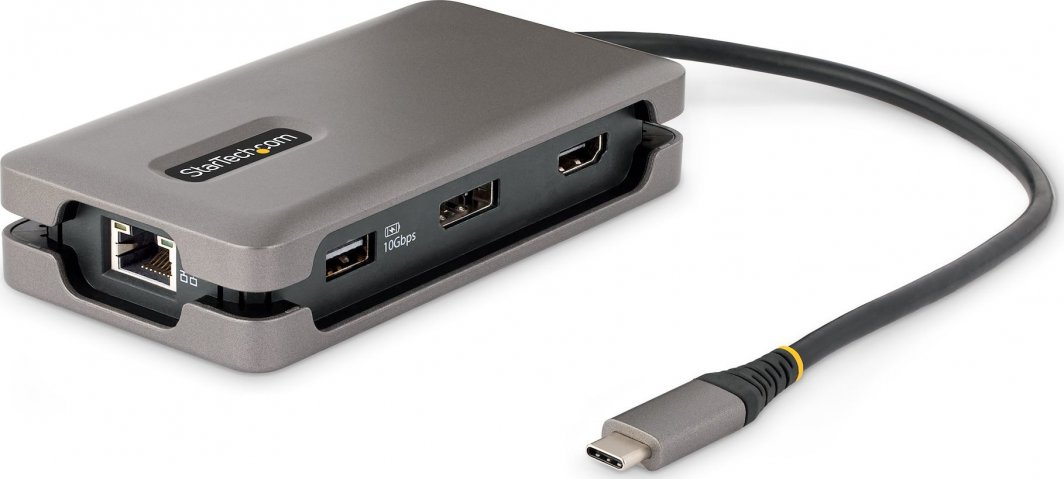 Adapter USB C StarTech.com, Multiport, 4K 60Hz, Power Delivery 100W, gri